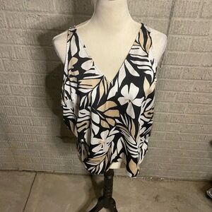 Old Navy V Neck Floral Pattern Tropical Sleeveless Blouse Top Size‎ Large